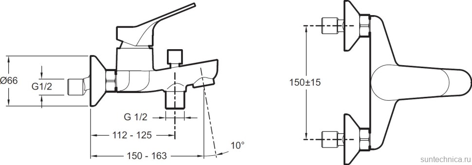 Смеситель для ванны с душем Jacob Delafon Brive E75766-CP
