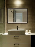 Зеркало Abber See AG6110SCL-0.8 80х60 см, с подсветкой, черное