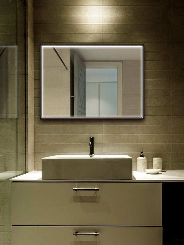 Зеркало Abber See AG6110SCL-0.8 80х60 см, с подсветкой, черное