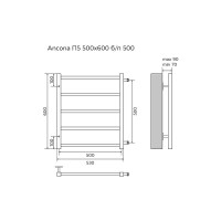 Полотенцесушитель Azario ANCONA 500/600 водяной 5 кв. пер. бок. подкл. (1"-1/2" Полированный)