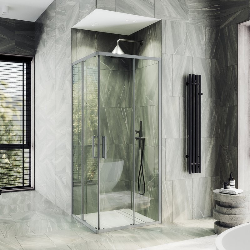 Душевой уголок Maybahglass MGY-1323-5 90х90 см, профиль матовый хром, стекло прозрачное