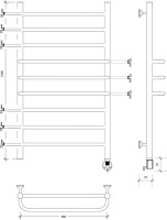 Полотенцесушитель электрический Secado Триест 4603777471156 100x50 см, подключение справа, матовый черный, лесенка