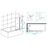 Шторка на ванну RGW Screens SC-11 B 100х140, профиль черный + полка