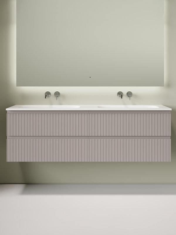 Тумба с раковиной Sancos Snob T 80 doha soft, 2 шт, раковина Ceramicanova Grace CN7023wx с двумя чашами, без отверстий под смеситель