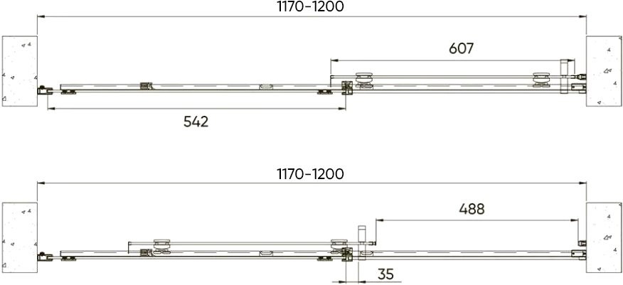 Душевая дверь в нишу Veconi Vianno VN-70 120 см, профиль черный