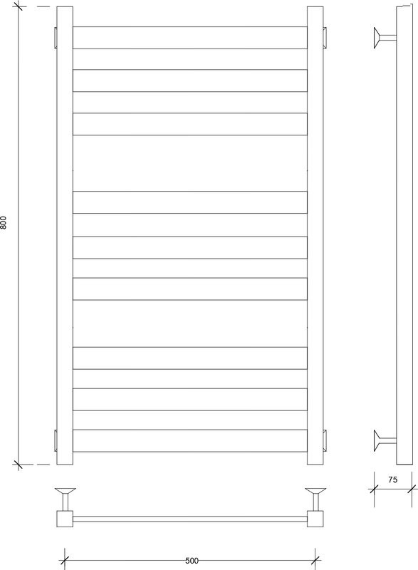 Полотенцесушитель электрический Secado Комано 3 L 85x55 см, подключение слева, хром, лесенка