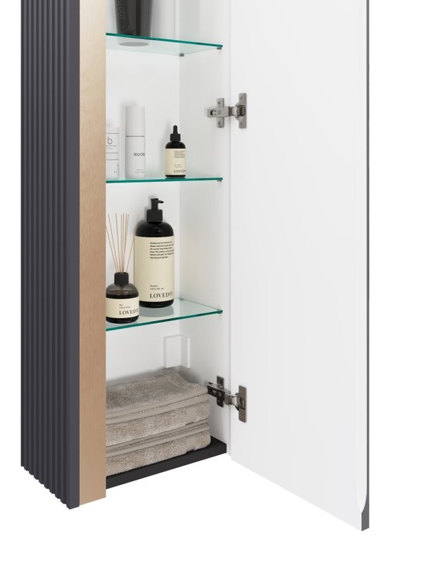 Шкаф-пенал для ванной Jorno Filoro 35 подвесной, антрацит