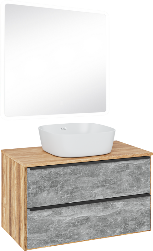 Мебель для ванной комнаты Runo Мальта 85 дуб, серая, раковина Cuatro 50