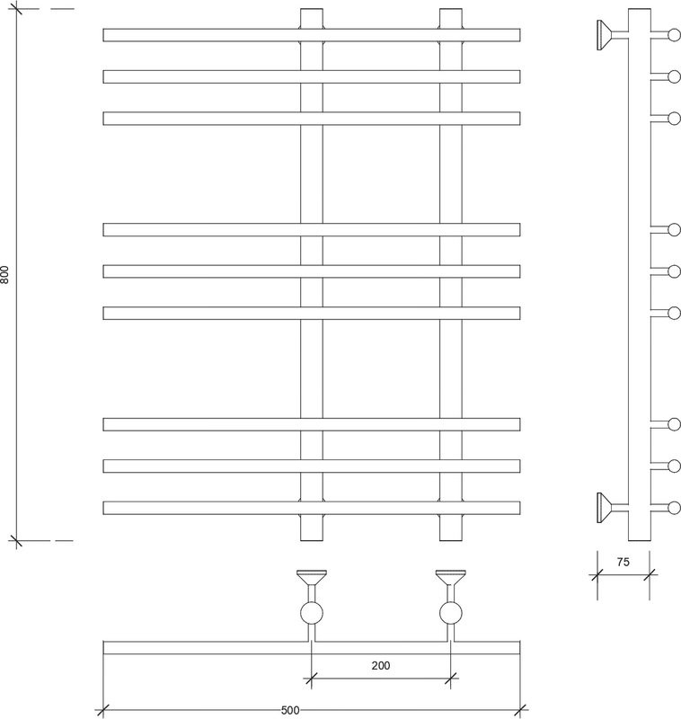 Полотенцесушитель водяной Secado Турин 3 80х20х50 80x50 см, бронза, лесенка, латунь