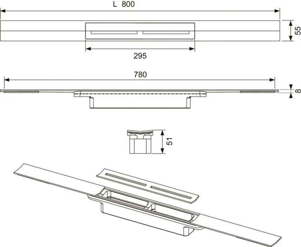 Душевой трап (лоток) TECE Drainprofile 670810 80 см хром