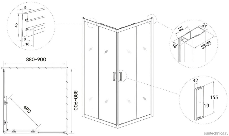 Душевой уголок Veconi Rovigo RV-11 90x90