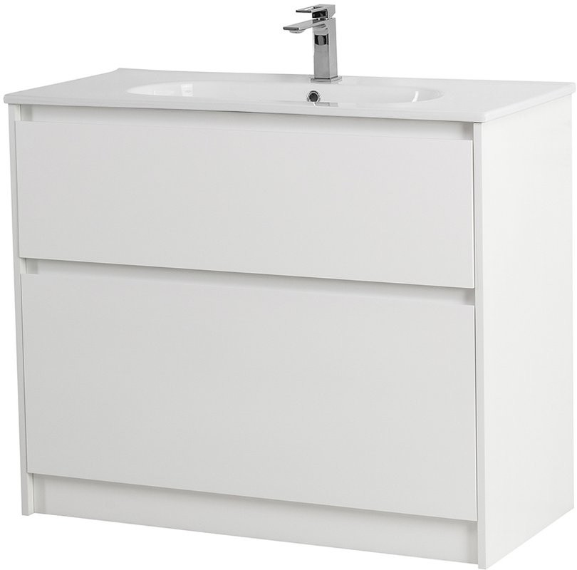 Тумба с раковиной BelBagno Kraft 100 напольная, bianco opaco, раковина LOV-1000-LVB