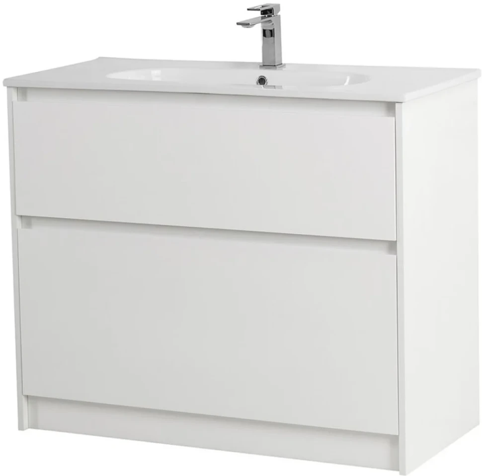 Тумба с раковиной BelBagno Kraft 100 напольная, bianco opaco, раковина LOV-1000-LVB