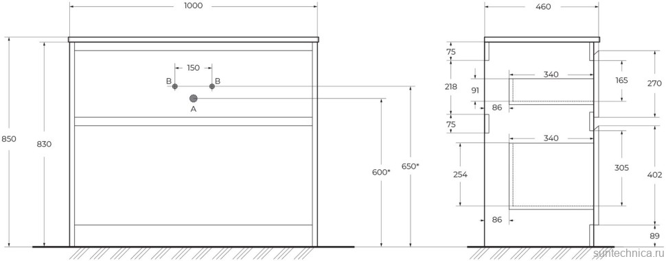 Тумба с раковиной BelBagno Kraft 100 напольная, bianco opaco, раковина LOV-1000-LVB