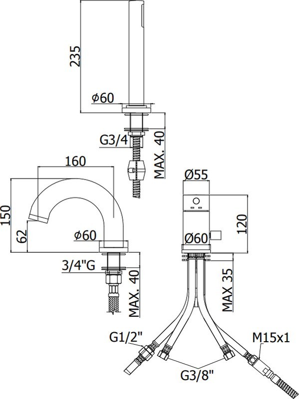 Смеситель на борт ванны Paffoni Light LIG047NO черный