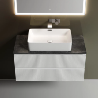 Тумба под раковину со столешницей Sancos Snob T 100 bianco, столешница черный мрамор