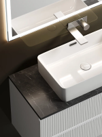 Тумба под раковину со столешницей Sancos Snob T 100 bianco, столешница черный мрамор