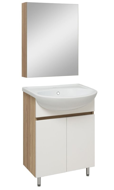 Мебель для ванной комнаты Runo Лада 50 напольная, блэквуд, белая