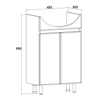 Мебель для ванной комнаты Runo Лада 50 напольная, блэквуд, белая