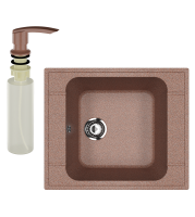 Мойка кухонная Ulgran U-604 307 терракот + дозатор U-02 терракот