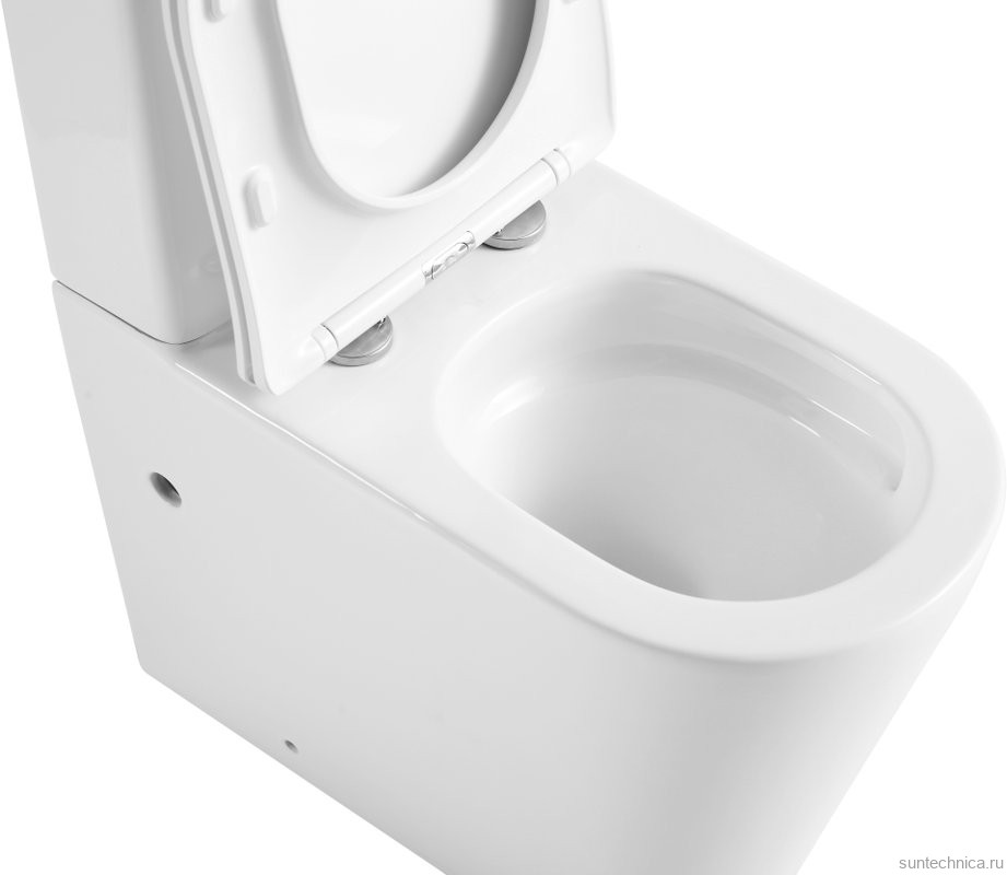 Унитаз-компакт напольный SantiLine SL-5026 безободковый, с микролифтом, система смыва Tornado