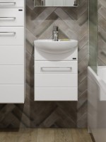 Тумба под раковину без столешницы СаНта Омега 40 подвесная, глянцевая белая