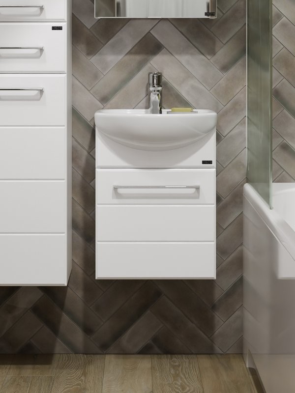 Тумба под раковину без столешницы СаНта Омега 40 подвесная, глянцевая белая