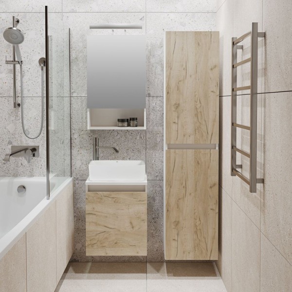 Мебель для ванной комнаты Runo Бари 40 крафтовый дуб, раковина Duo 40