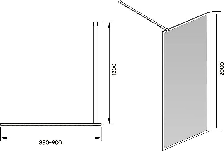 Душевая перегородка Veconi Korato KR81B-90-01-C8 90 см