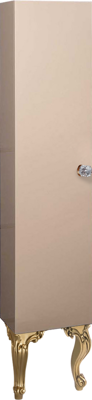 Шкаф пенал для ванной Armadi Art NeoArt капучино с ручкой Crystal золото, с ножками