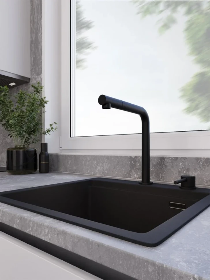 Смеситель для кухни Emar Steel ЕС - 7027 black