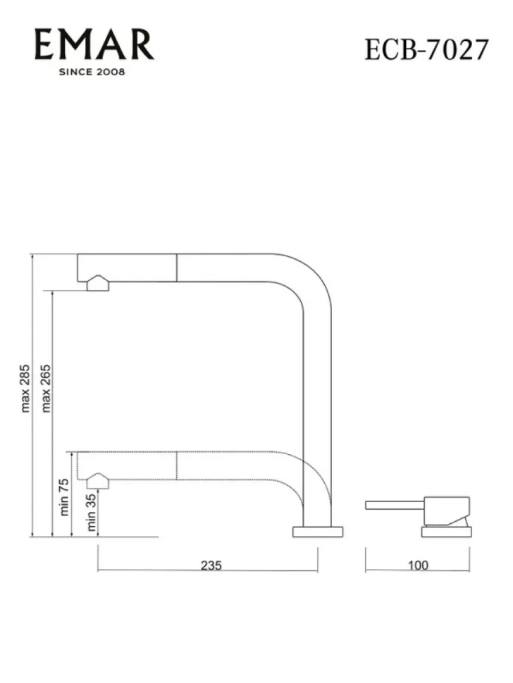 Смеситель для кухни Emar Steel ЕС - 7027 black