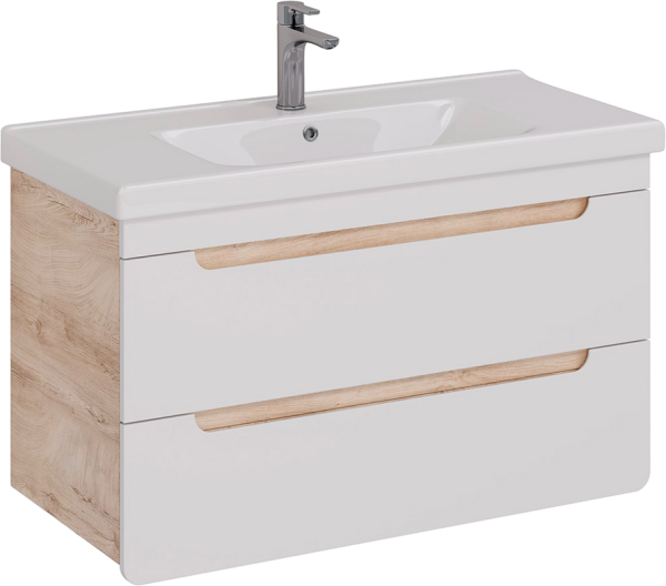 Тумба под раковину Lemark Olivia 100 дуб кантри, белая глянцевая