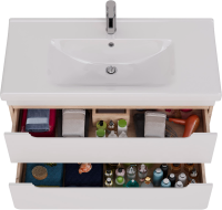 Тумба под раковину Lemark Olivia 100 дуб кантри, белая глянцевая