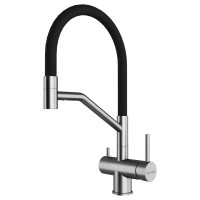 Смеситель для кухни Paulmark Rubert Ru213175-BS с гибким изливом, брашированная сталь