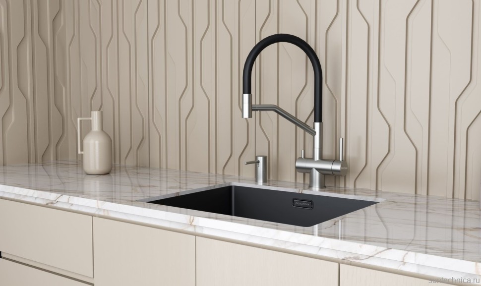 Смеситель для кухни Paulmark Rubert Ru213175-BS с гибким изливом, брашированная сталь