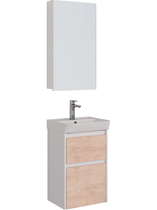 Мебель для ванной комнаты Lemark Combi 45 дуб кантри, белая глянцевая