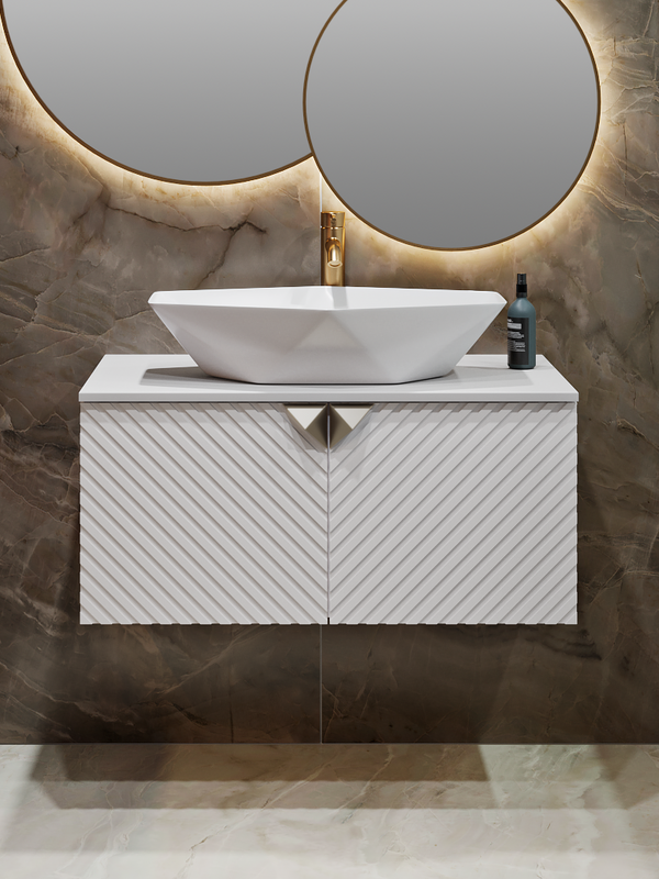 Тумба с раковиной Runo Андорра 70 подвесная, матовая белая, белый глянец