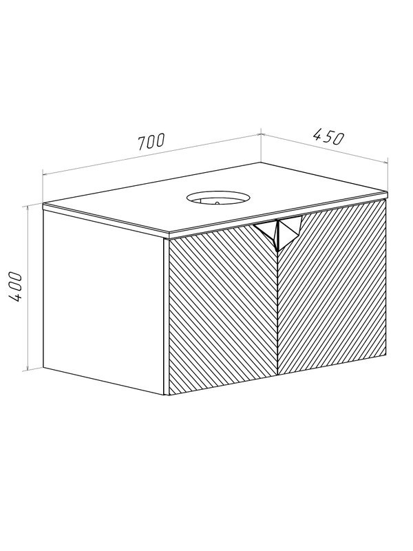 Тумба с раковиной Runo Андорра 70 подвесная, матовая белая, белый глянец