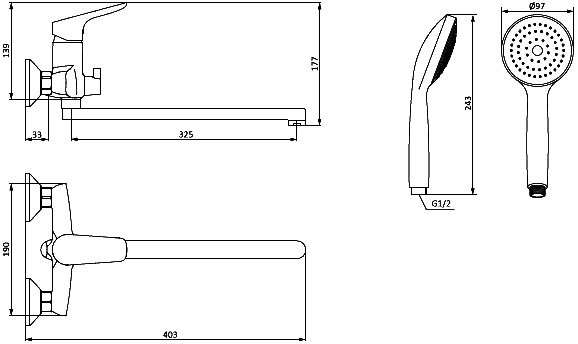 Смеситель с длинным изливом для ванны Damixa Jupiter 779500001