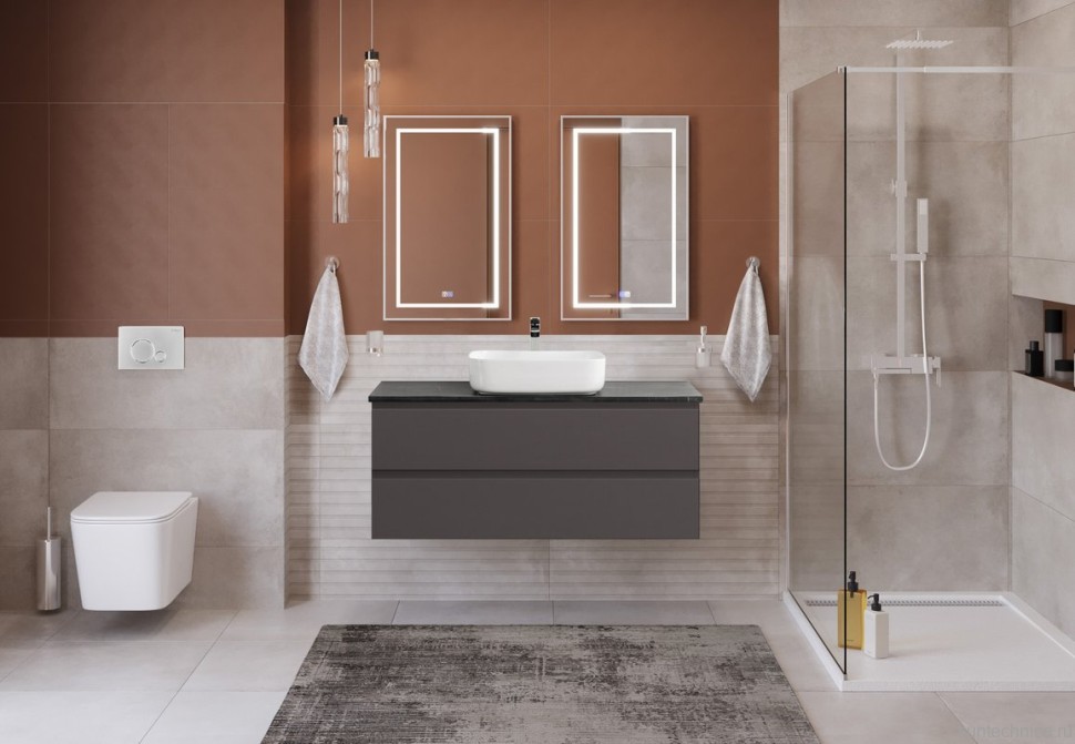 Тумба под раковину со столешницей BelBagno Kraft 120 подвесная, матовая темно-серая, столешница kep-120-mno