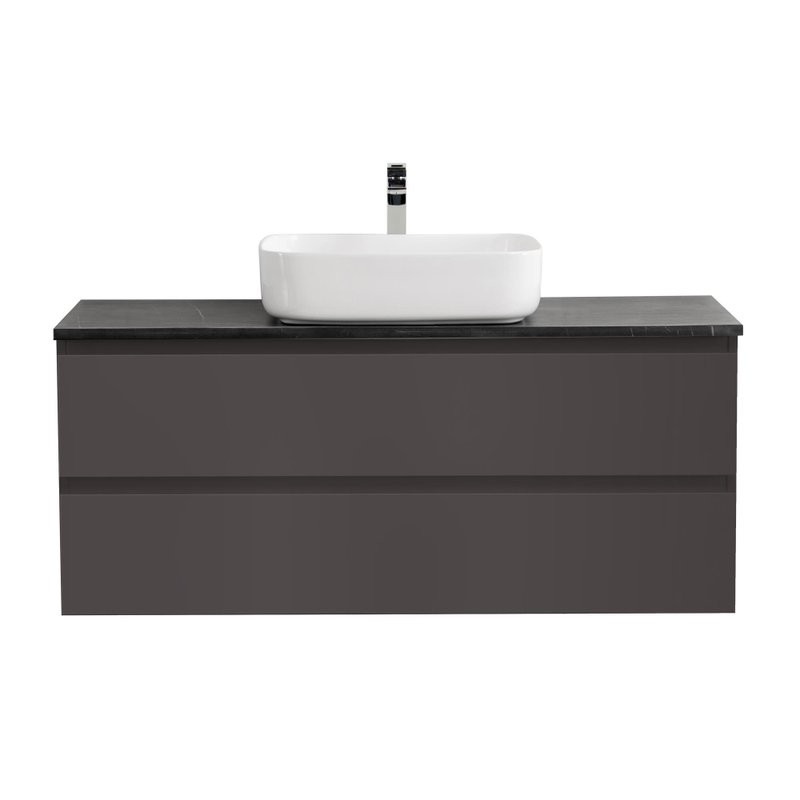 Тумба под раковину со столешницей BelBagno Kraft 120 подвесная, матовая темно-серая, столешница kep-120-mno