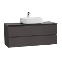 Тумба под раковину со столешницей BelBagno Kraft 120 подвесная, матовая темно-серая, столешница kep-120-mno