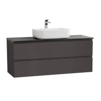 Тумба под раковину со столешницей BelBagno Kraft 120 подвесная, матовая темно-серая, столешница kep-120-mno