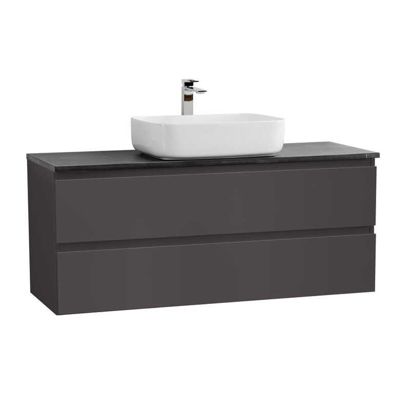 Тумба под раковину со столешницей BelBagno Kraft 120 подвесная, матовая темно-серая, столешница kep-120-mno