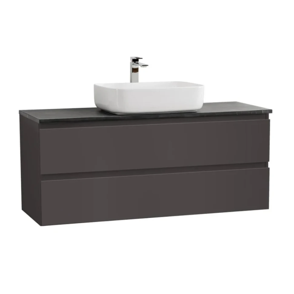 Тумба под раковину со столешницей BelBagno Kraft 120 подвесная, матовая темно-серая, столешница kep-120-mno