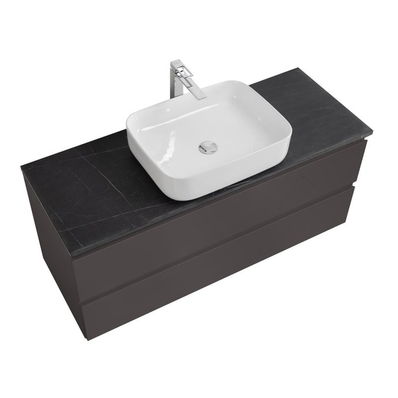 Тумба под раковину со столешницей BelBagno Kraft 120 подвесная, матовая темно-серая, столешница kep-120-mno