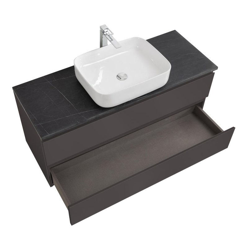 Тумба под раковину со столешницей BelBagno Kraft 120 подвесная, матовая темно-серая, столешница kep-120-mno