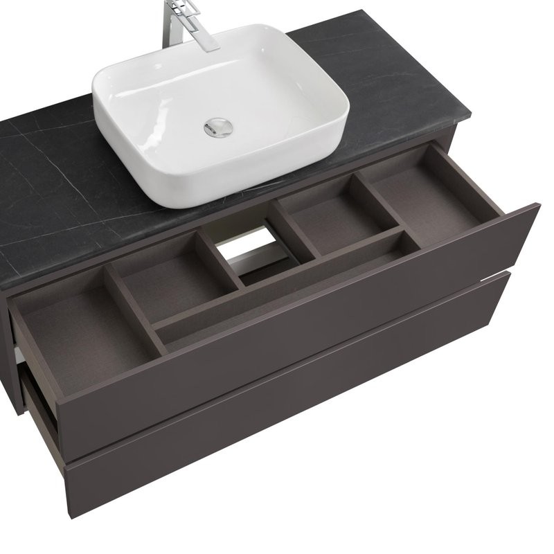 Тумба под раковину со столешницей BelBagno Kraft 120 подвесная, матовая темно-серая, столешница kep-120-mno