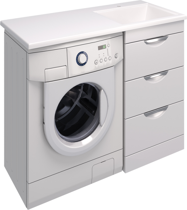 Тумба с раковиной Emmy 120 правая, 3 ящика, белая